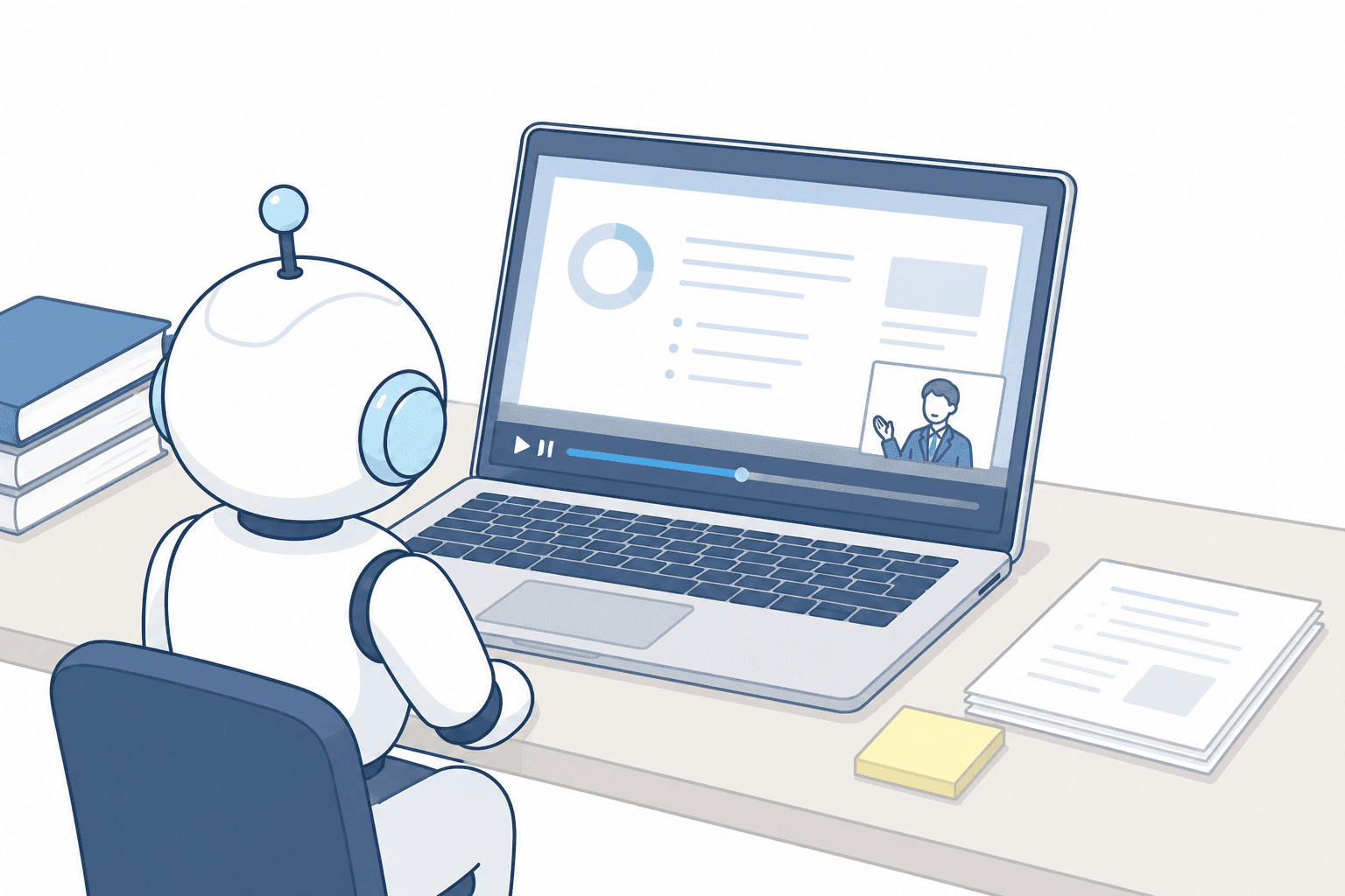 動画を一方的に見るだけで終わってしまうWebスクールのイメージ