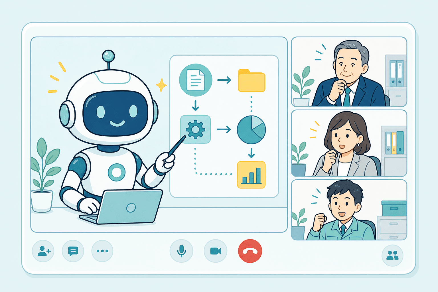 少人数のオンライン相談で、AIのがっこう。が会社の業務へのAI定着を伴走している様子